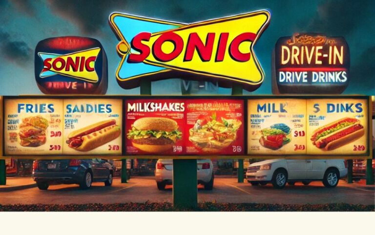 Sonic Drive In Menu with Prices and Calories