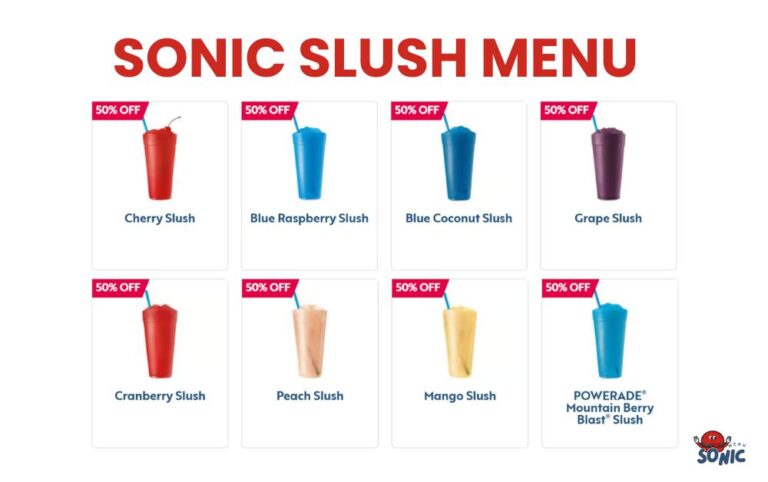 sonic slush menu with prices and calories